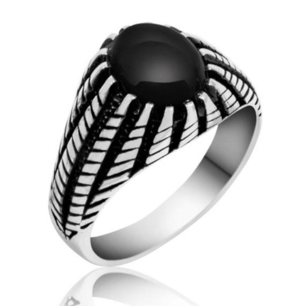 Sterling Silver Men's Rings With Black Onyx - Picture 4 of 9